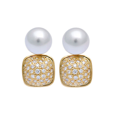 Earrings - South Sea Pearl And Diamond