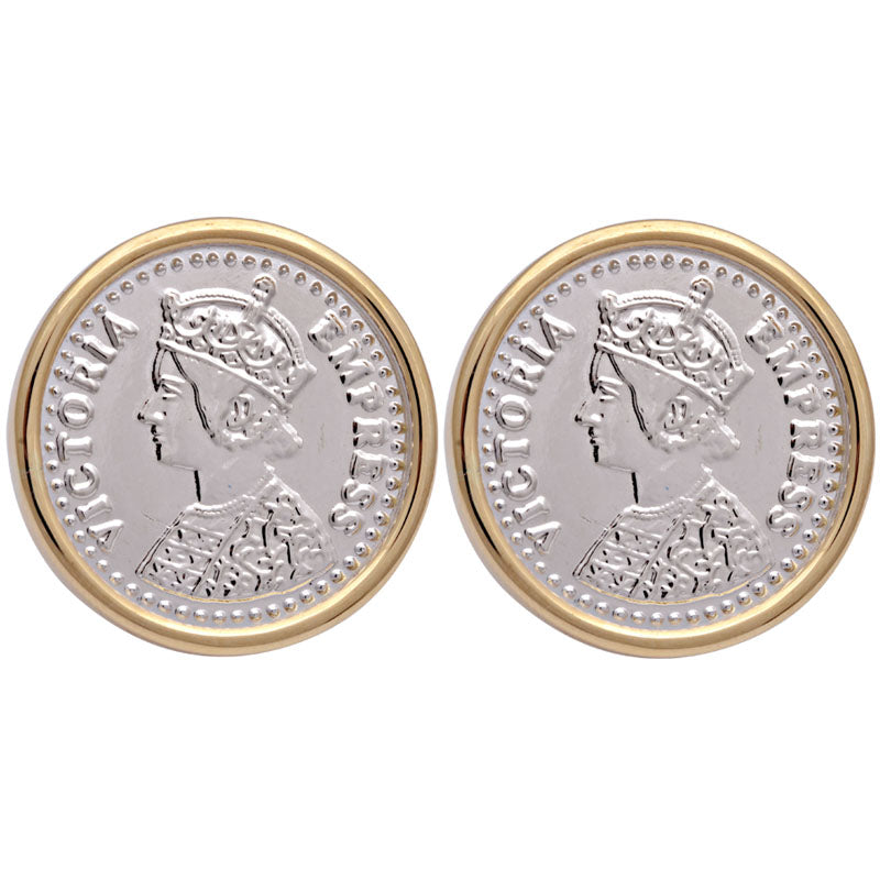 Earrings - Plain Gold With Silver Coin | Singhvi Jewels
