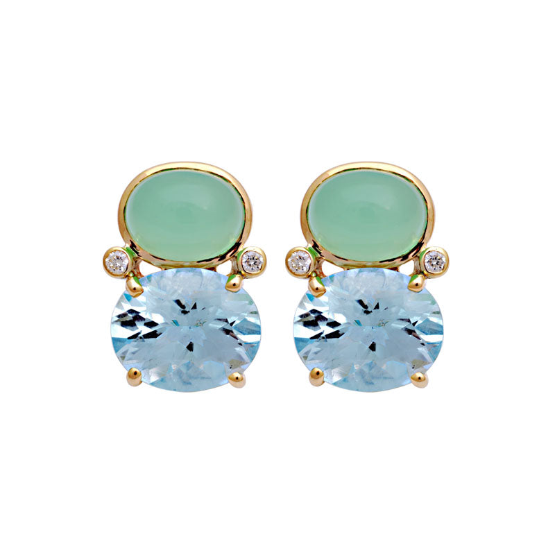Earrings - Blue Topaz, Chrysoprase and Diamond | Singhvi Jewels