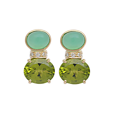 Earrings - Chrysoprase, Peridot And Diamond