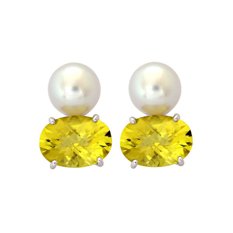 Earrings-Lemon Quartz and South Sea Pearl