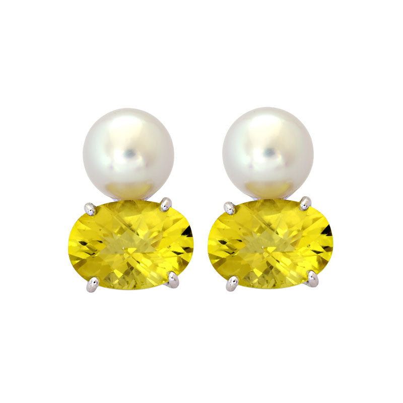 Earrings-Lemon Quartz and South Sea Pearl