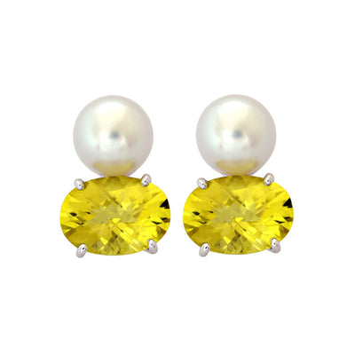 Earrings - Lemon Quartz And South Sea Pearl
