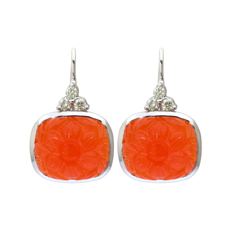 Earrings-Cornelian and Diamond