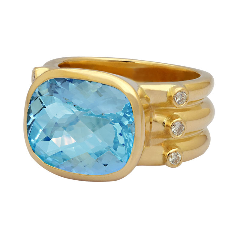 Ring - Aquamarine and Diamond | Singhvi Jewels