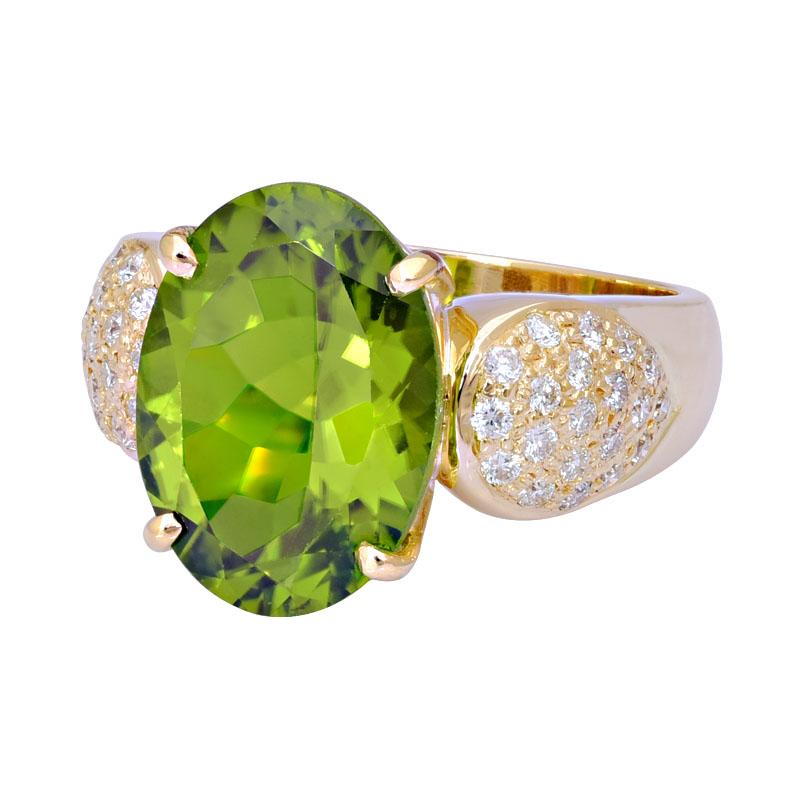 Ring-Peridot and Diamond (2140E) | Singhvi Jewels