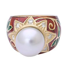 Ring-South Sea Pearl and Diamond (Enamel)