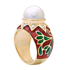 Ring-South Sea Pearl and Diamond (Enamel)