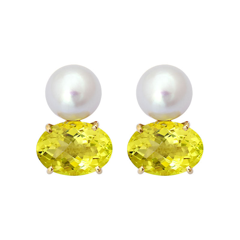 Earrings-Lemon Quartz and South Sea Pearl