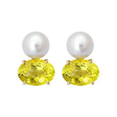 Earrings - Lemon Quartz And South Sea Pearl