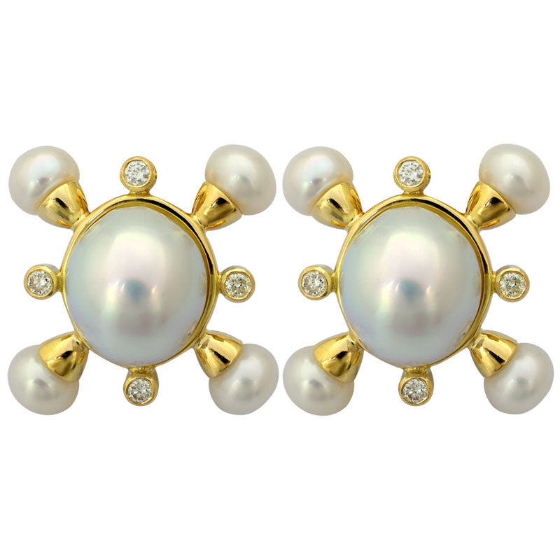 Earrings - Fresh Water Pearl, South Sea Pearl and Diamond | Singhvi Jewels