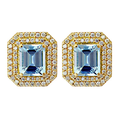 Earrings - Aquamarine and Diamond