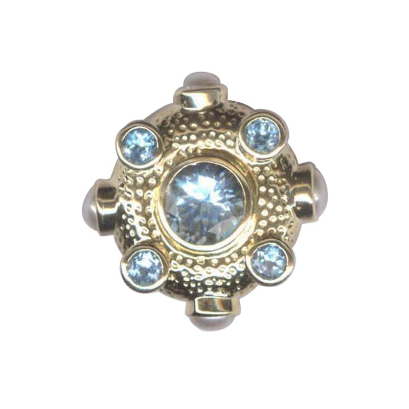 Brooch- Blue Topaz And F.W. Pearl (2146B) | Singhvi Jewels
