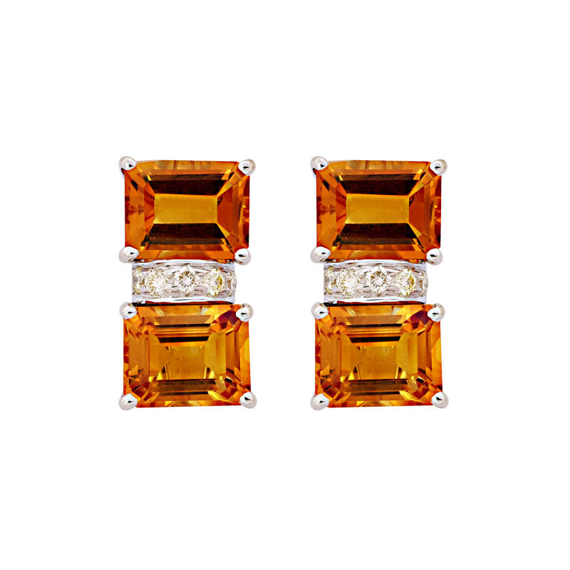 Earrings-Citrine and Diamond