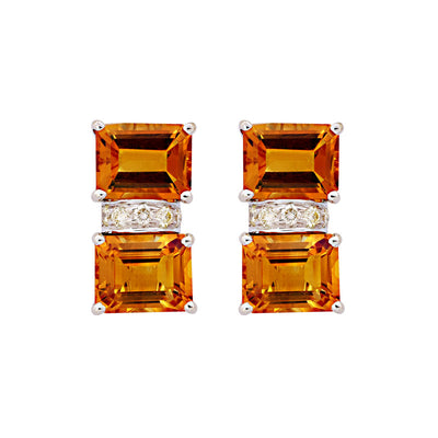 Earrings - Citrine And Diamond