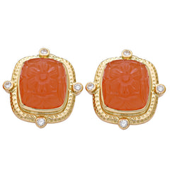 Earrings-Cornelian and Diamond