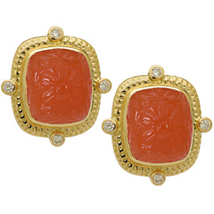 Earrings-Cornelian and Diamond