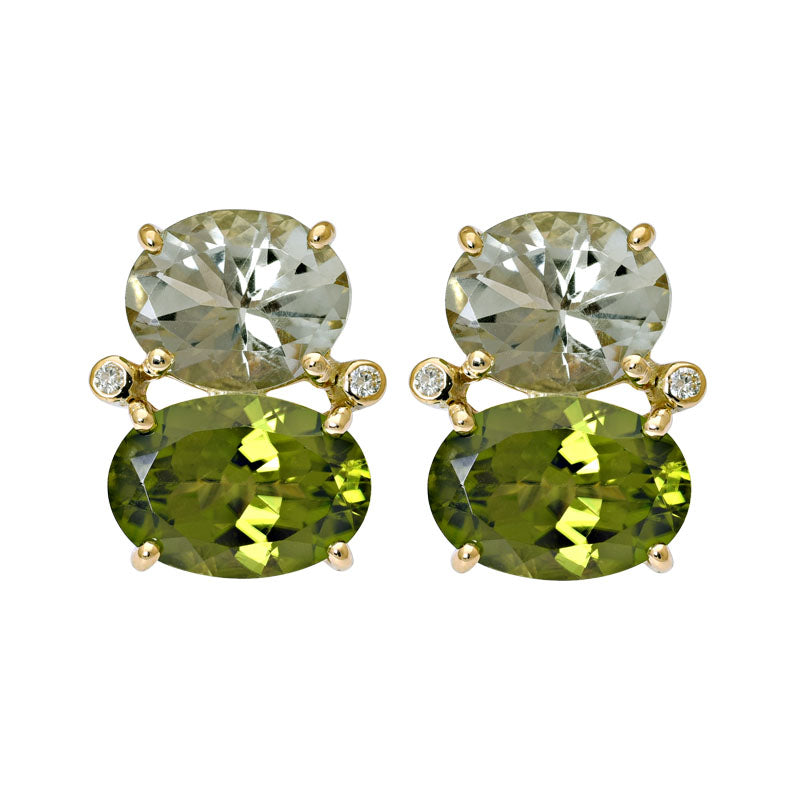 Earrings - Green Quartz, Peridot and Diamond | Singhvi Jewels