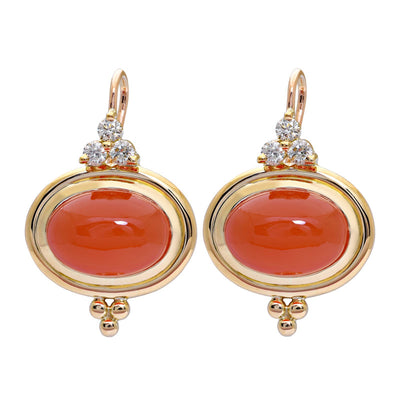 Earrings - Cornelian And Diamond