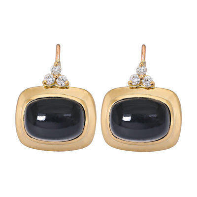 Earrings - Black Onyx And Diamond
