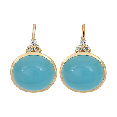 Earrings- Chalcedony and Diamond