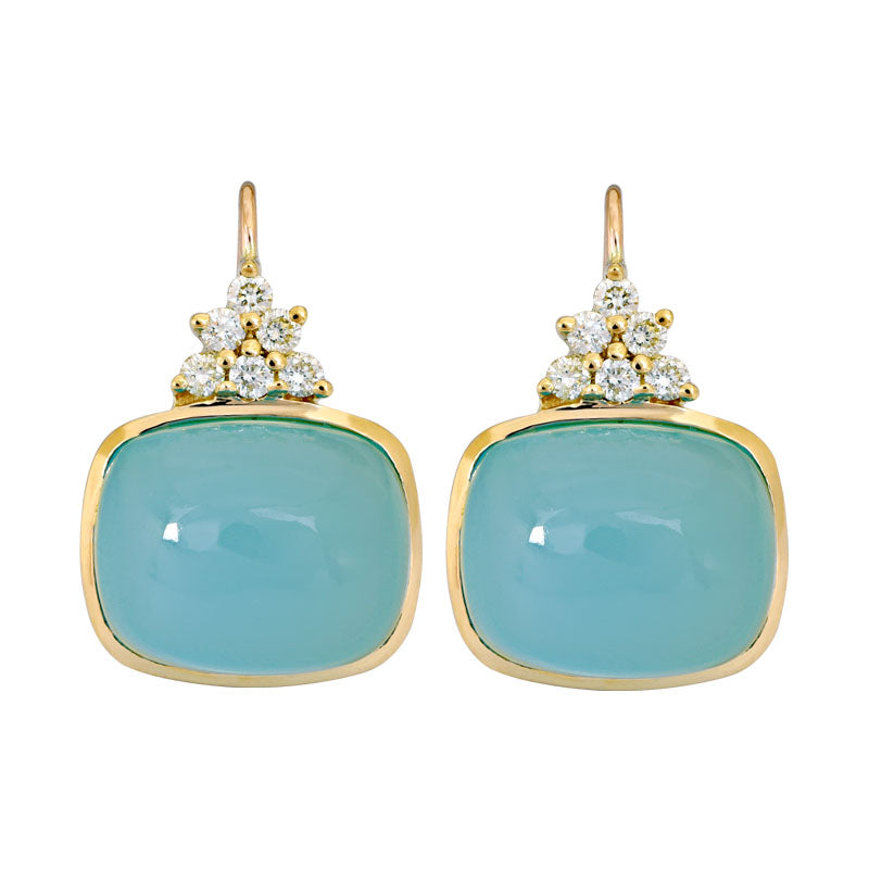 Earrings- Chalcedony and Diamond