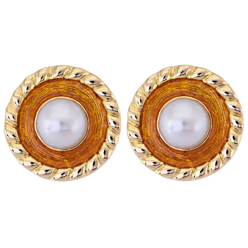 Earrings- South Sea Pearl (Enamel)