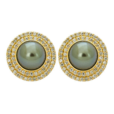 Earrings- South Sea Pearl and Diamond  (2171E)