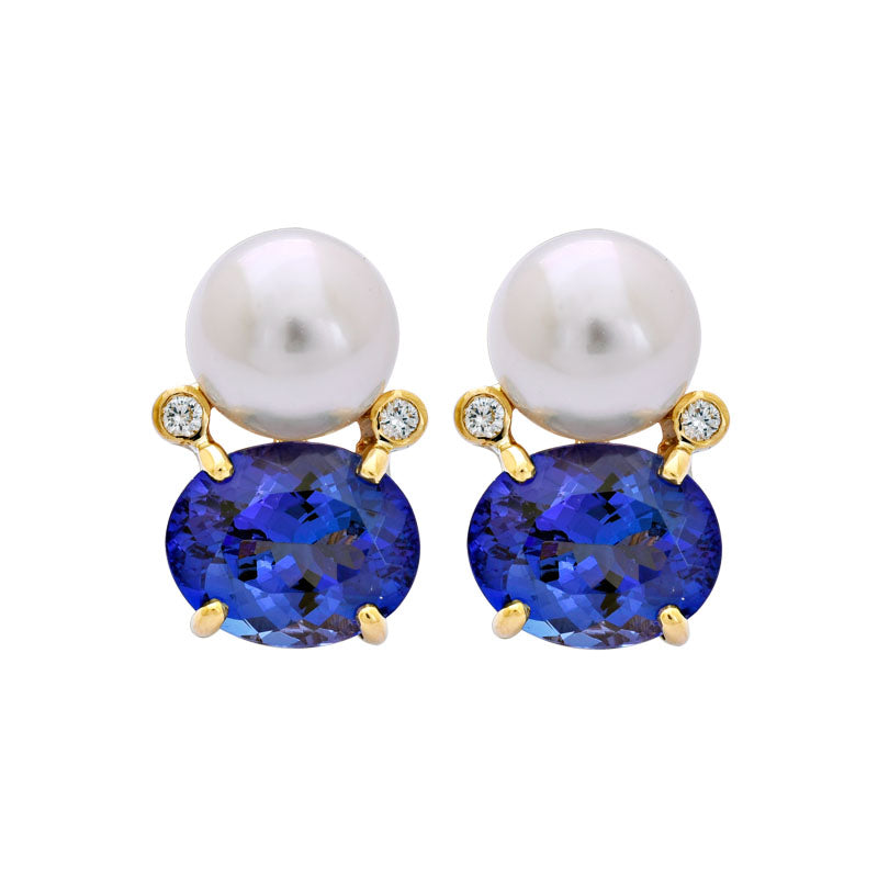 Earrings- Tanzanite, South Sea Pearl and Diamond