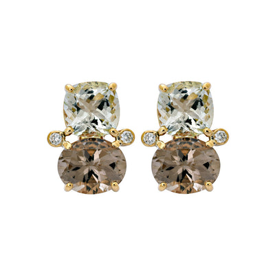 Earrings - Beryl, Smoky Quartz And Diamond