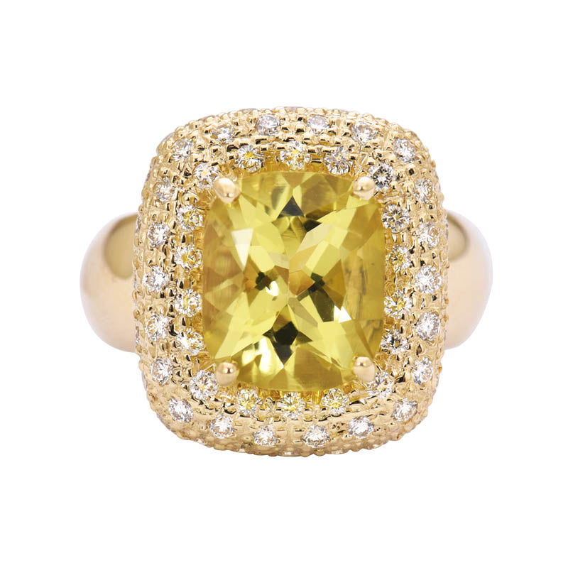 Ring- Lemon Quartz and Diamond