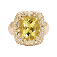 Ring- Lemon Quartz and Diamond