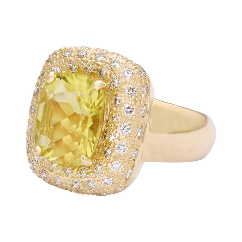 Ring- Lemon Quartz and Diamond