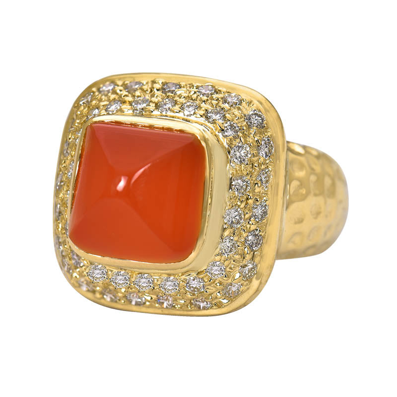 Ring - Cornelian and Diamond | Singhvi Jewels