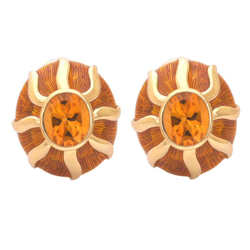 EARRINGS- CITRINE (ENAMEL) IN 18K GOLD