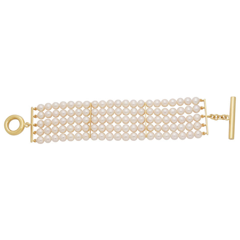 Bead Bracelet- Fresh Water Pearl with 18K Toggle Lock