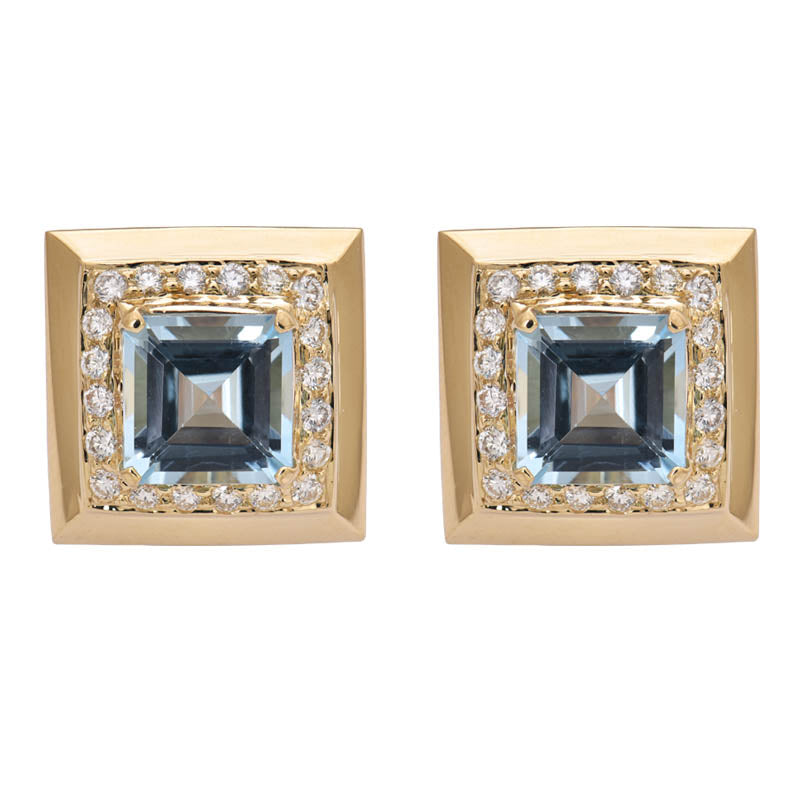 Earrings - Aquamarine and Diamond | Singhvi Jewels