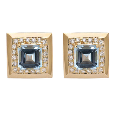 Earrings - Aquamarine And Diamond