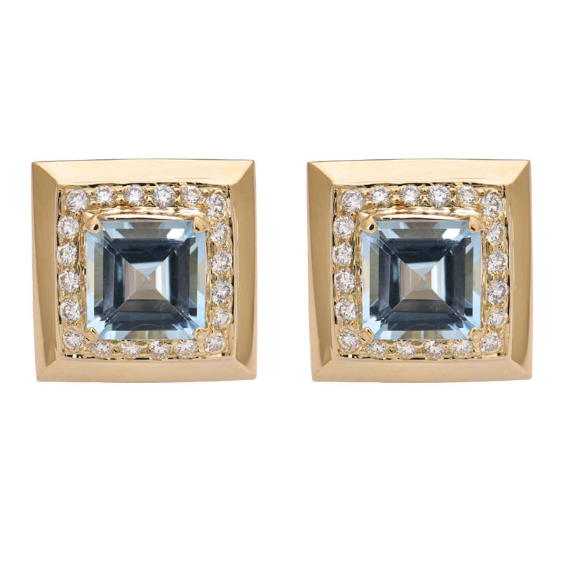 Earrings- Aquamarine and Diamond