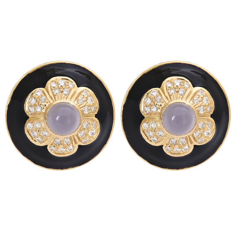 Earrings - Chalcedony and Diamond (Enamel) | Singhvi Jewels
