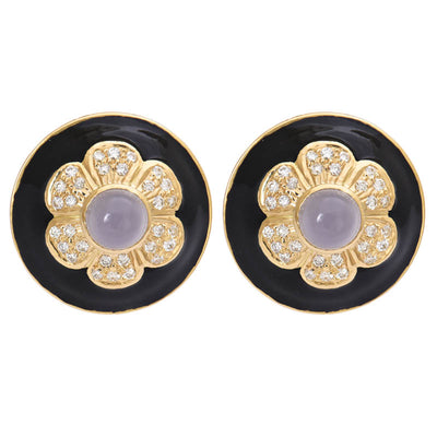 Earrings - Chalcedony and Diamond (Enamel)