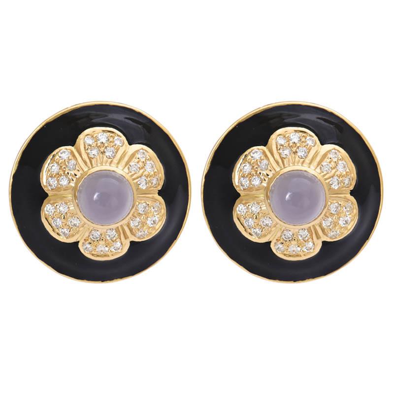 Earrings- Chalcedony and Diamond (Enamel) (2189D) | Singhvi Jewels