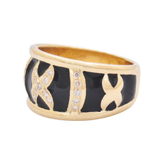 RING - DIAMOND (ENAMEL) IN 18K GOLD