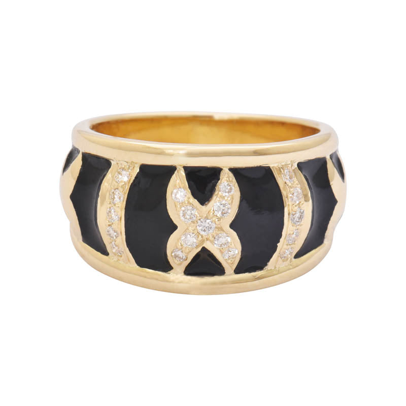 RING - DIAMOND (ENAMEL) IN 18K GOLD