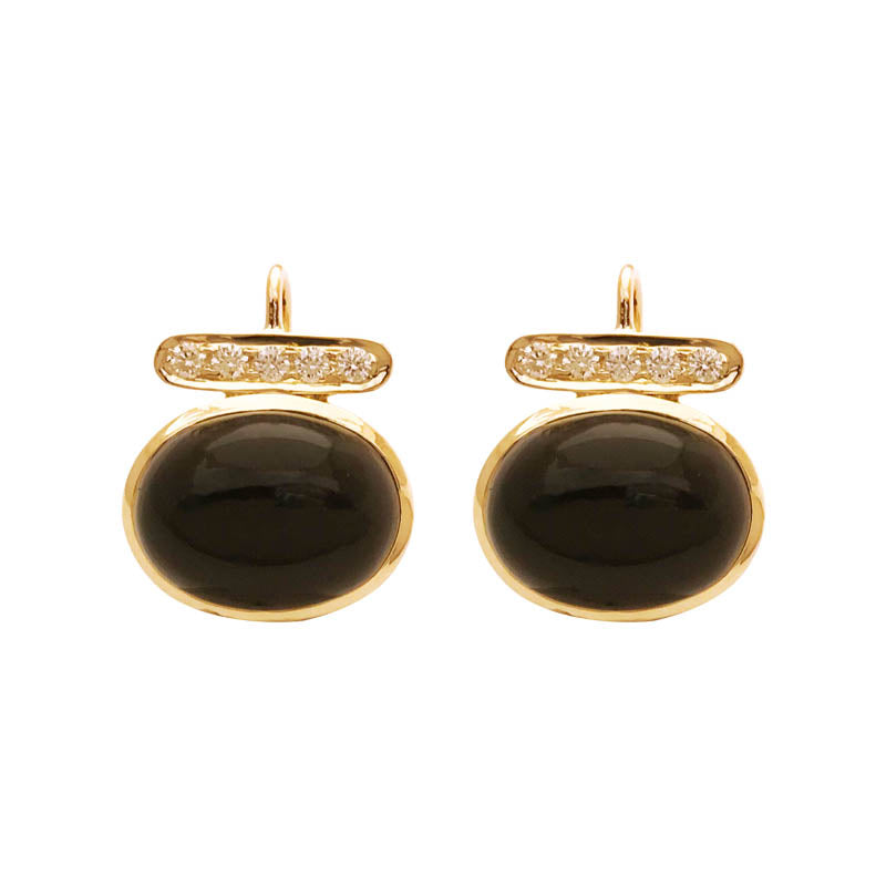 EARRINGS - BLACK ONYX AND DIAMOND IN 18K GOLD
