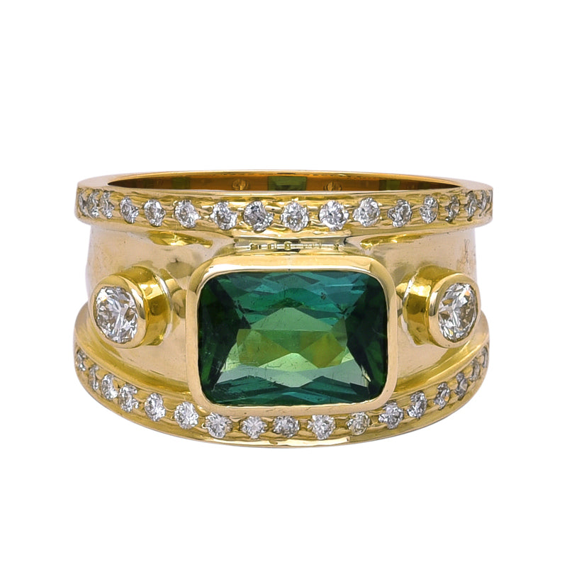 Ring- Green Tourmaline and Diamond
