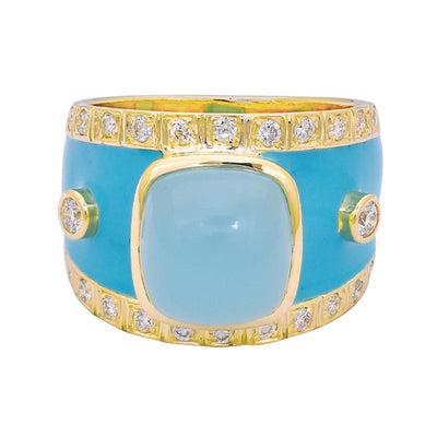 Ring- Chalcedony and Diamond (Enamel)  (2199M)