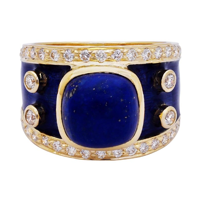 Repair - Ring- Lapis Lazuli and Diamond (Enamel) (2199N) | Singhvi Jewels