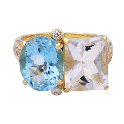Ring- Crystal, Blue Topaz and Diamond  (2199P)