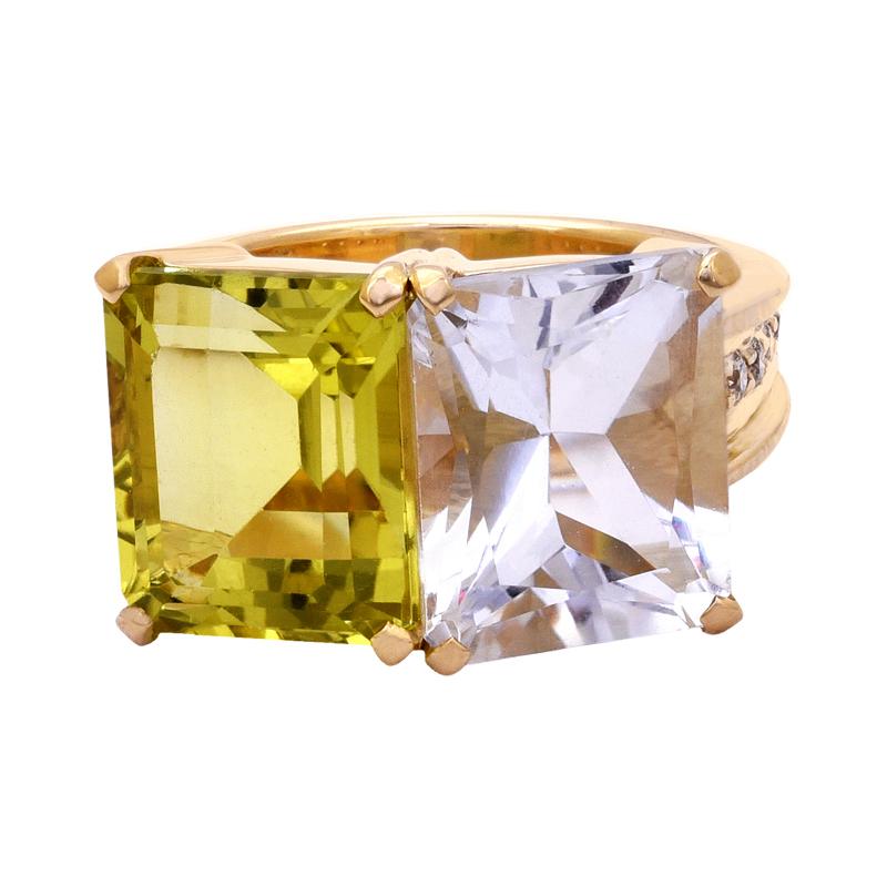 Ring- Crystal, Lemon Quartz and Diamond (2199Q) | Singhvi Jewels